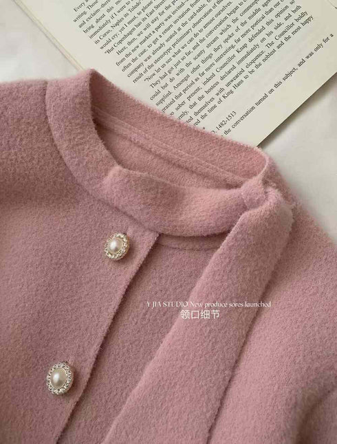 Korean Stylish Faux Fur Sleeves Cardigan With Flare Skirts Co-Ord Sets
